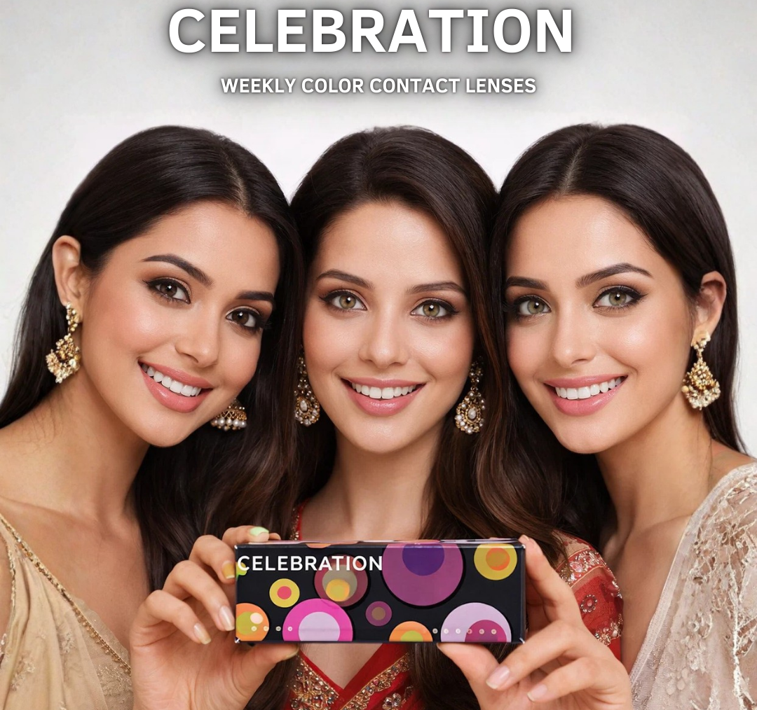 Weekly colour contact lenses in grey and hazel shades for a natural and vibrant eye look