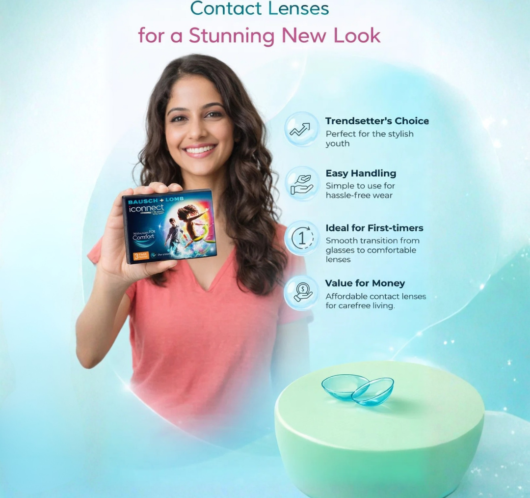 iConnect Monthly Contact Lenses 3 Lens and 6 Lens Pack for Clear Comfortable Vision